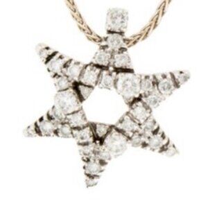 DAMIANI 18K 750 WHITE GOLD DIAMOND 0.55CTW  STAR PENDANT NECKLACE